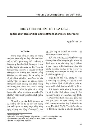 Hiểu và điều trị đúng rối loạn lo âu (Correct understanding andtreatment of anxiety disorders)
