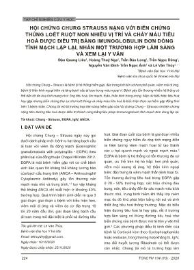 Hội chứng Churg Strauss nặng với biến chứng thủng loét ruột non nhiều vị trí và chảy máu tiêu hoá được điều trị bằng imunoglobulin đơn dòng tĩnh mạch lặp lại, nhân một trường hợp lâm sàng và xem lại y văn