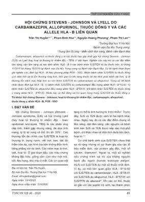 Hội chứng Stevens-Johnson và Lyell do carbamazepin, allopurinol, thuốc đông y và các allele HLA-B liên quan