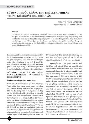 Hướng dẫn thực hành: Sử dụng thuốc kháng thụ thể leukotriene trong kiểm soát hen phế quản