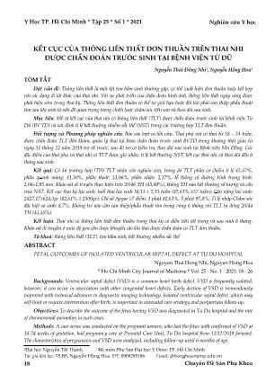 Kết cục của thông liên thất đơn thuần trên thai nhi được chẩn đoán trước sinh tại Bệnh viện Từ Dũ