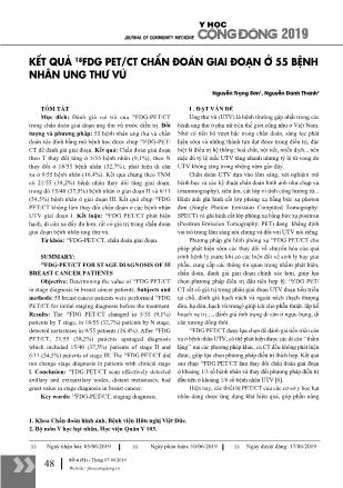 Kết quả 18FDG PET/CT chẩn đoán giai đoạn ở 55 bệnh nhân ung thư vú