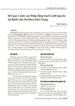 Kết quả 2 năm can thiệp động mạch vành qua da tại Bệnh viện Đa khoa Kiên Giang