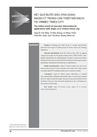Kết quả bước đầu ứng dụng  Angio CT trong can thiệp nội mạch tại Vinmec Times City