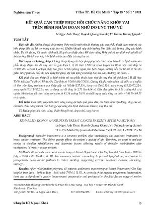 Kết quả can thiệp phục hồi chức năng khớp vai trên bệnh nhân đoạn nhũ do ung thư vú