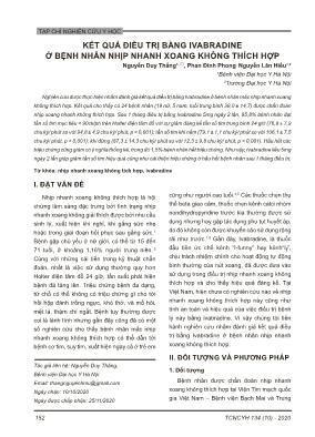 Kết quả điều trị bằng Ivabradine ở bệnh nhân nhịp nhanh xoang không thích hợp