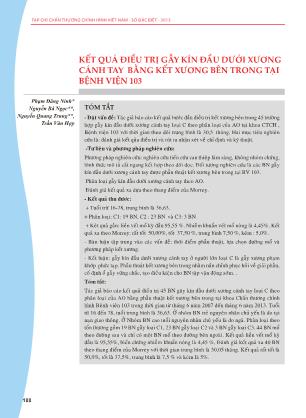 Kết quả điều trị gẫy kín đầu dưới xương cánh tay bằng kết xương bên trong tại Bệnh viện 103