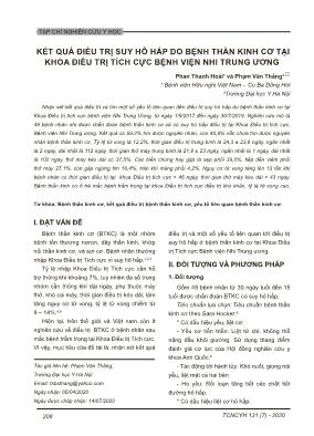 Kết quả điều trị suy hô hấp do bệnh thần kinh cơ tại khoa điều trị tích cực Bệnh viện Nhi Trung Ương