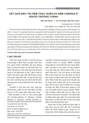 Kết quả điều trị viêm thực quản do nấm candida ở người trưởng thành