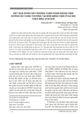 Kết quả khảo sát ngừng tuần hoàn ngoại viện không do chấn thương tại bốn Bệnh viện ở Hà Nội theo mẫu Utstein