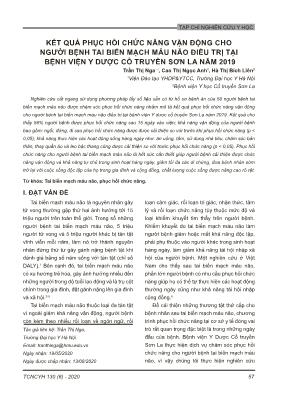 Kết quả phục hồi chức năng vận động cho người bệnh tai biến mạch máu não điều trị tại Bệnh viện Y dược cổ truyền Sơn La năm 2019