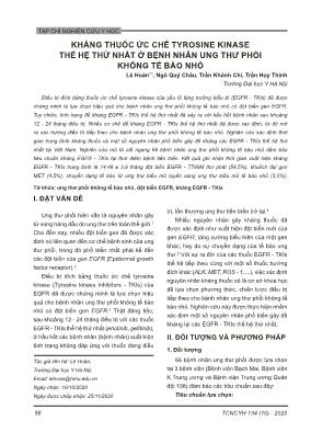 Kháng thuốc ức chế tyrosine kinase thế hệ thứ nhất ở bệnh nhân ung thư phổi không tế bào nhỏ