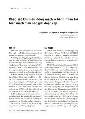 Khảo sát khí máu động mạch ở bệnh nhân tai biến mạch máu não giai đoạn cấp