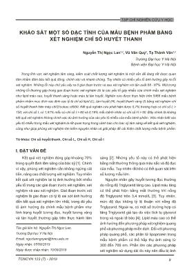 Khảo sát một số đặc tính của mẫu bệnh phẩm bằng xét nghiệm chỉ số huyết thanh Khảo sát một số đặc tính của mẫu bệnh phẩm bằng xét nghiệm chỉ số huyết thanh