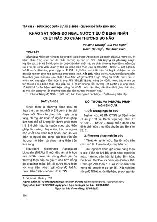 Khảo sát nồng độ ngal nước tiểu ở bệnh nhân chết não do chấn thương sọ não