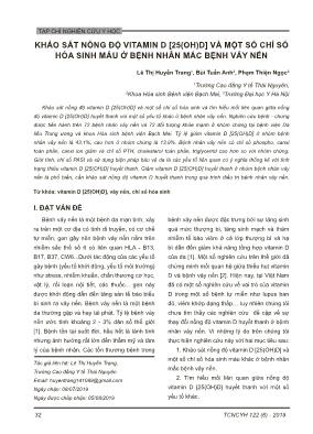 Khảo sát nồng độ vitamin D [25(OH)D]  và một số chỉ số hóa sinh máu ở bệnh nhân mắc bệnh vảy nến