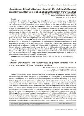 Khảo sát quan điểm và trải nghiệm của người dân về chăm sóc lấy người bệnh làm trung tâm tại một số xã, phường thuộc tỉnh Thừa Thiên Huế