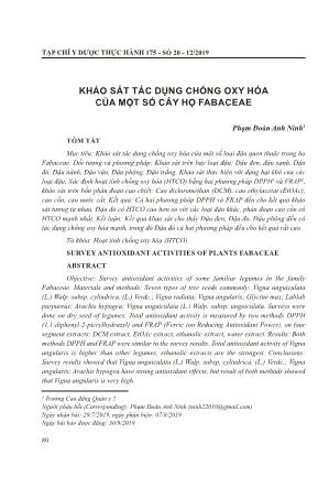 Khảo sát tác dụng chống oxy hóa của một số cây họ Fabaceae