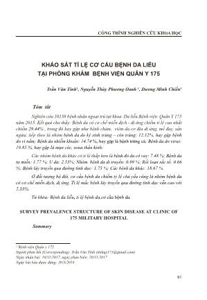 Khảo sát tỉ lệ cơ cấu bệnh da liễu tại phòng khám Bệnh viện Quân Y 175