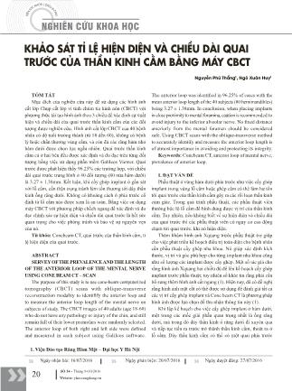 Khảo sát tỉ lệ hiện diện và chiều dài quai trước của thần kinh cằm bằng máy CBCT