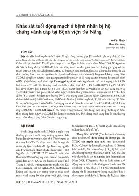 Khảo sát tuổi động mạch ở bệnh nhân bị hội chứng vành cấp tại Bệnh viện Đà Nẵng