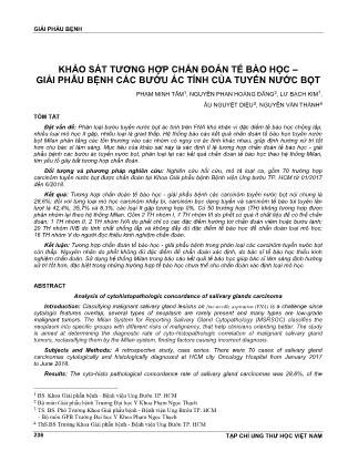 Khảo sát tương hợp chẩn đoán tế bào học - giải phẫu bệnh các bướu ác tính của tuyến nước bọt