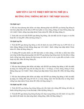 Khuyến cáo về triệt đốt rung nhĩ qua đường ống thông để duy trì nhịp xoang Khuyến cáo về triệt đốt rung nhĩ qua đường ống thông để duy trì nhịp xoang