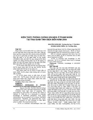 Kiến thức phòng chống HIV/AIDS ở phạm nhân tại trại giam tỉnh Điện Biên năm 2009