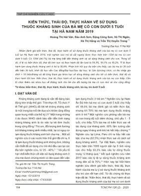 Kiến thức, thái độ, thực hành về sử dụng thuốc kháng sinh của bà mẹ có con dưới 5 tuổi tại Hà Nam năm 2019