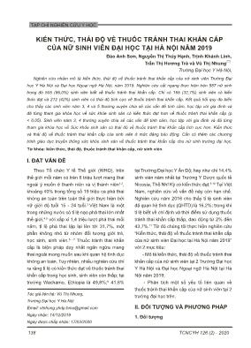 Kiến thức, thái độ về thuốc tránh thai khẩn cấp của nữ sinh viên đại học tại Hà Nội năm 2019