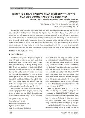 Kiến thức-Thực hành về phân định chất thải y tế của điều dưỡng tại một số bệnh viện