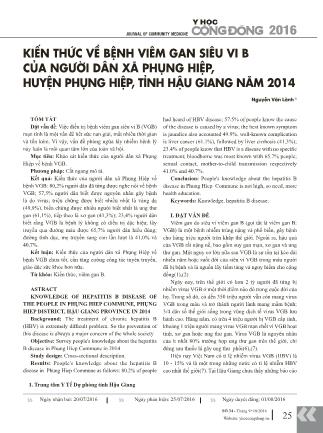 Kiến thức về bệnh viêm gan siêu vi B của người dân xã Phụng Hiệp, huyện Phụng Hiệp, tỉnh Hậu Giang năm 2014