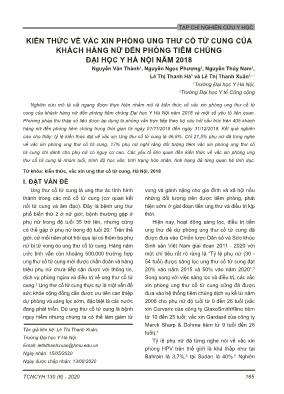 Kiến thức về vắc xin phòng ung thư cổ tử cung của khách hàng nữ đến phòng tiêm chủng Đại học Y Hà Nội năm 2018