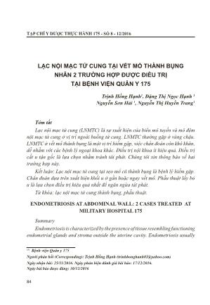 Lạc nội mạc tử cung tại vết mổ thành bụng nhân 2 trường hợp được điều trị tại Bệnh viện Quân Y 175