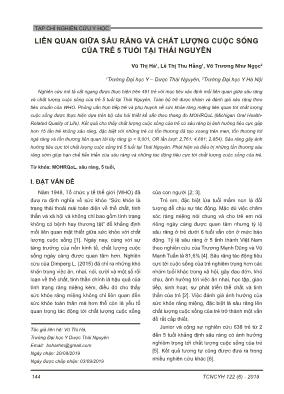 Liên quan giữa sâu răng và chất lượng cuộc sống của trẻ 5 tuổi tại Thái Nguyên