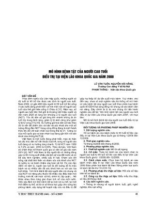 Mô hình bệnh tật của người cao tuổi điều trị tại Viện Lão khoa Quốc gia năm 2008