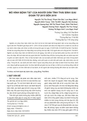 Mô hình bệnh tật của người dân tỉnh Thái Bình giai đoạn từ 2015 đến 2018