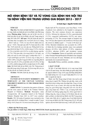 Mô hình bệnh tật và tử vong của bệnh nhi nội trú tại Bệnh viên Nhi Trung Ương giai đoạn 2013-2017