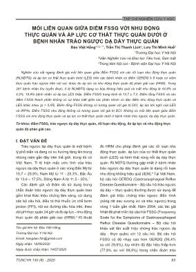 Mối liên quan giữa điểm fssg với nhu động thực quản và áp lực cơ thắt thực quản dưới ở bệnh nhân trào ngược dạ dày thực quản
