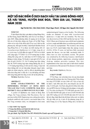 Một số đặc điểm ổ dịch bạch hầu tại làng Bông-Hiot, xã Hải Yang, huyện Đak Đoa, tỉnh Gia Lai, tháng 7 năm 2020