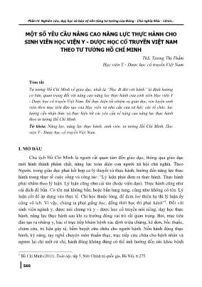 Một số yêu cầu nâng cao năng lực thực hành cho sinh viên học viện y - Dược học cổ truyền Việt Nam theo tư tưởng Hồ Chí Minh