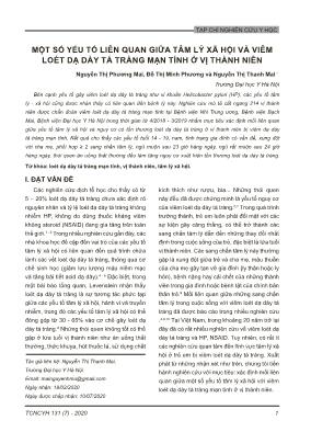 Một số yếu tố liên quan giữa tâm lý xã hội và viêm loét dạ dày tá tràng mạn tính ở vị thành niên