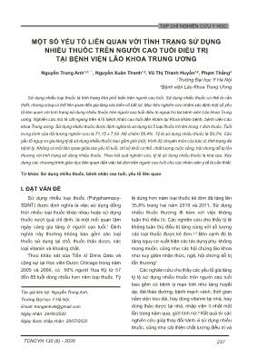 Một số yếu tố liên quan với tình trạng sử dụng nhiều thuốc trên người cao tuổi điều trị tại Bệnh viện Lão khoa Trung Ương