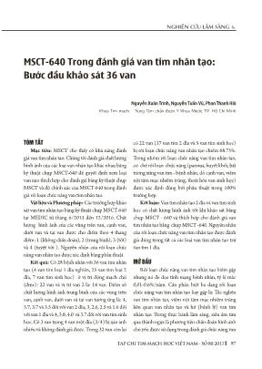 MSCT-640 Trong đánh giá van tim nhân tạo: Bước đầu khảo sát 36 van