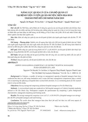 Năng lực quản lý của cán bộ quản lý tại bệnh viện tuyến quận huyện trên địa bàn thành phố Hồ Chí Minh năm 2019
