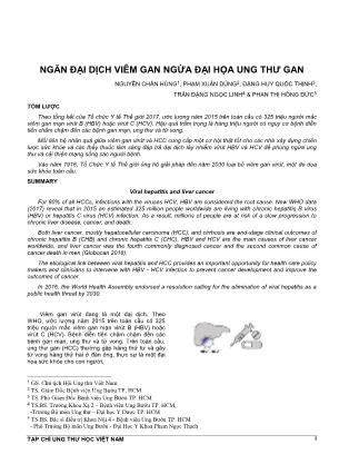 Ngăn đại dịch viêm gan ngừa đại họa ung thư gan