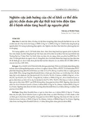 Nghiên cứu ảnh hưởng của chỉ số khối cơ thể đến giá trị chẩn đoán phì đại thất trái trên điện tâm đồ ở bệnh nhân tăng huyết áp nguyên phát