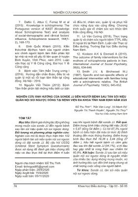 Nghiên cứu ảnh hưởng của sonde JJ đến người bệnh sau tán sỏi niệu quản nội soi ngược dòng tại Bệnh viện Đa khoa tỉnh Nam Định năm 2020