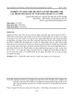 Nghiên cứu bào chế trà hoà tan hỗ trợ điều trị các bệnh tim mạch từ nấm linh chi đỏ và cà phê
