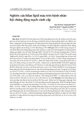 Nghiên cứu bilan lipid máu trên bệnh nhân hội chứng động mạch vành cấp